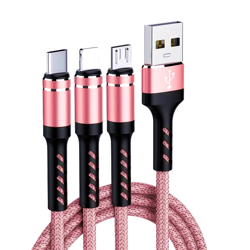 3 в 1 type C 8Pin Micro USB кабель для iPhone 8X7 6 6S Plus для iOS 10 9 8 samsung для huawei 3A USB кабели для быстрой зарядки шнур