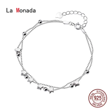 

La Monada Fine Silver 925 Jewelry Bracelet Female Woman Double Layer Chain Minimalist Bracelets For Women Silver 925 Sterling
