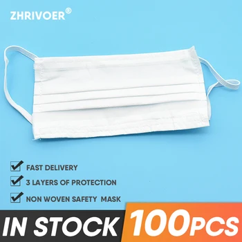 

One pack of 100 pcs solid color masks, three layers of hot-melt cloth, disposable waterproof and dustproof daily ear mask
