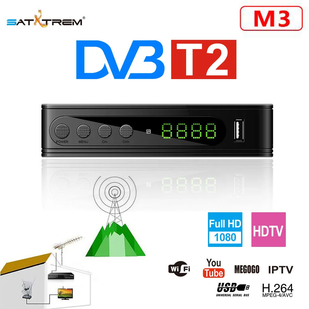 Satxtrem M3 DVB-T2 приемник H.264 Цифровой наземный Full HD 1080P HDMI DVB T/DVB T2 USB Wifi tv Turner DVB приемник для России