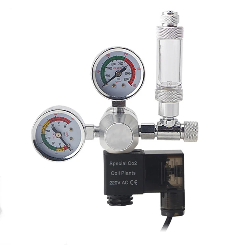 

Aquarium CO2 Regulator Magnetic Solenoid Check Valve Fish Tank CO2 Pressure Reducing Valve DIY CO2 Control System Kit 220V 110V