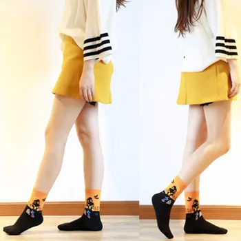 

10 Pairs Fashion Women Halloween Cartoon Print Trendy Cotton Socks Medium Sports Socks Calcetines Mujer Meias L41