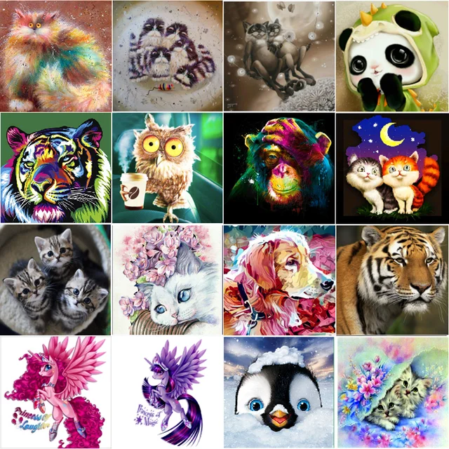 5DDIY diamond painting animal tiger cat embroidery cross stitch Mosaic sticker home decoration wall stickers handmade New Year g 1
