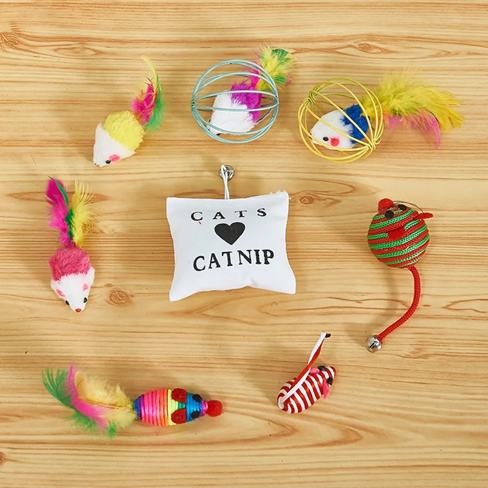 20 шт./компл. мышь Catnip сизаль игрушка для кошки в виде шара подарочный набор игрушек из перьев разнообразный пакет кошки смешной Котик-тизер игрушки для украшения дома кошки