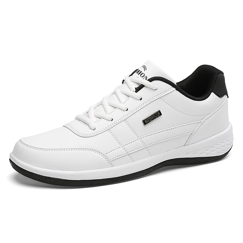 Сезон весна-осень; модная мужская обувь; мужская повседневная обувь; дышащая мужская повседневная обувь на шнуровке; мужские кожаные кроссовки; LD C8001 - Цвет: White