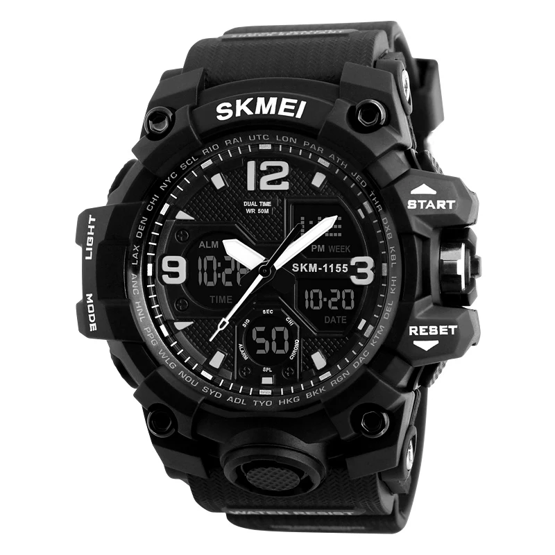 Black SKMEI Military Army Camo Sports Watches Men Top Luxury Quartz Digital Waterproof Sport Watch Male Wristwatch relogios masculino - Цвет: Black