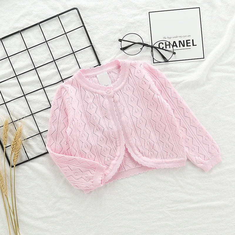 

Korean-style Childrenswear Girls Pure Cotton Woven Flowers Cardigan Sweater 2019 Summer New Style Children Single-Button Shawl