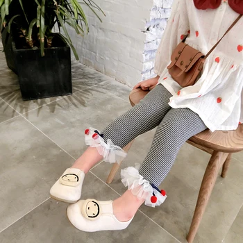 

New children's stripe lace leggings girls pantyhose autumn summer dance anti-pilling
