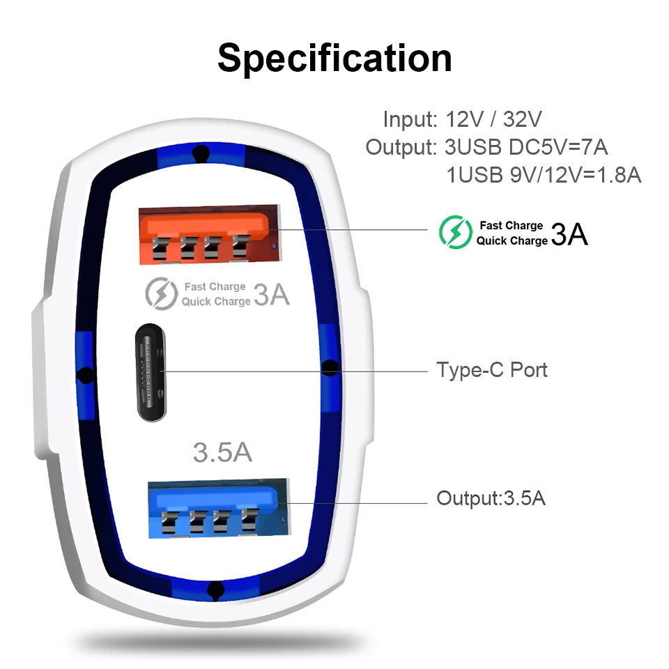 QGEEM QC 3,0 USB C автомобильное зарядное устройство с 3 портами Быстрая зарядка 3,0 быстрое зарядное устройство для автомобильного телефона зарядный адаптер для iPhone Xiaomi mi 9 Red mi