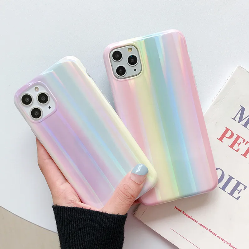 Чехол для iPhone 11Pro 11 X XS Max с лазерным мрамором, Мягкий ТПУ силиконовый градиентный цвет, задняя крышка, чехол s для iPhone 8, 7, 6, 6S Plus