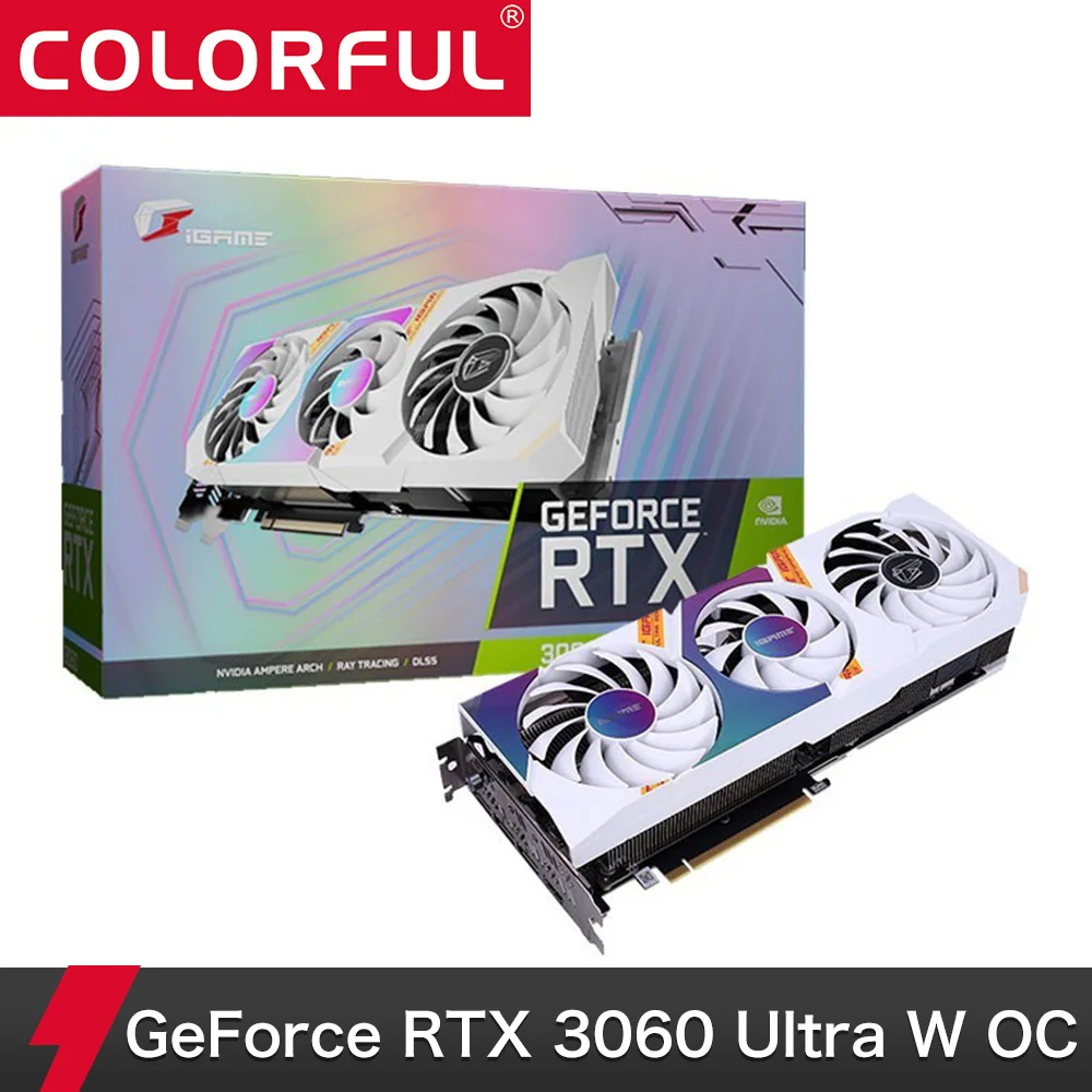  Цветная игровая видеокарта iGame GeForce RTX 3060 Ultra, 12 Гб GDDR6, 4,0 бит, PCIE, разгон одной кнопкой, RGB светильник, LHR, видеокарта 