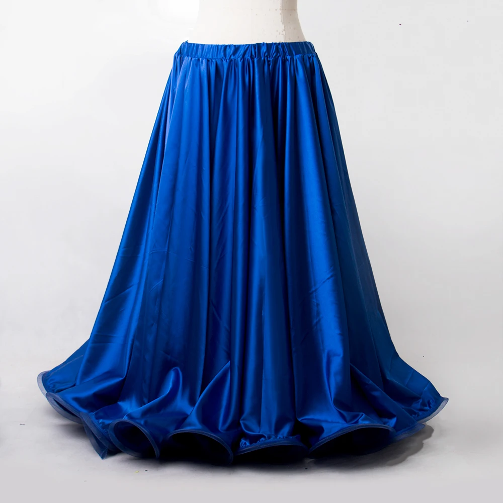 Для женщин живота юбка для танцев Одежда для представлений Атлас большие качели юбка для латинских живота Танцы конкурс Танцы одежда