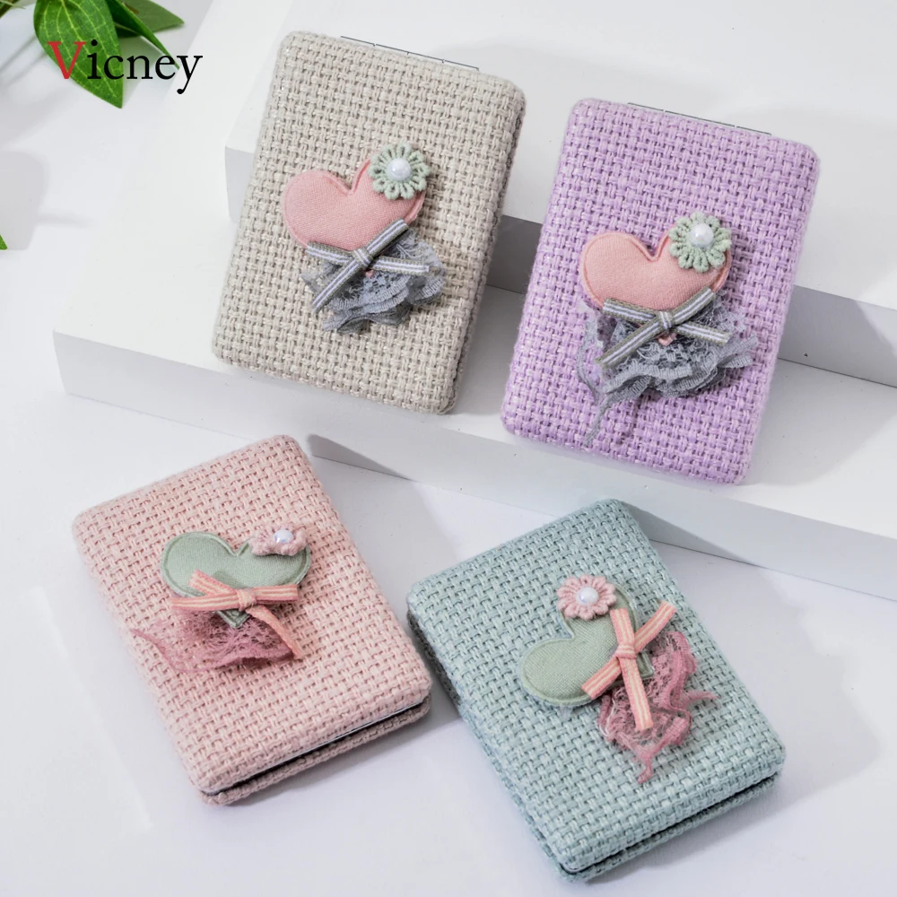 Vicney Fabric Feel портативный мини Модные зеркала для макияжа компактное карманное