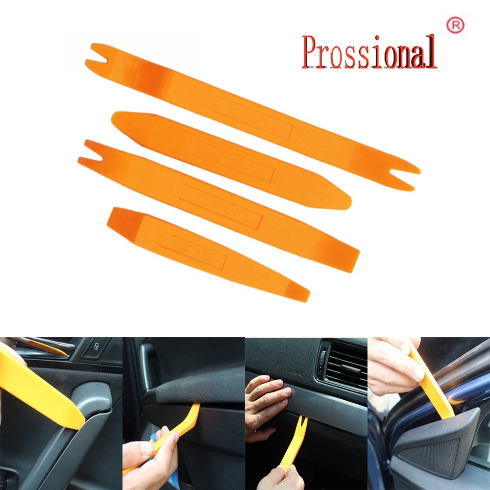 4Pcs Thicken Portable Auto Car Radio Panel Door Clip Panel Trim Dash Audio Removal Installer Pry Kit Repair Pry Tool Hand Tools