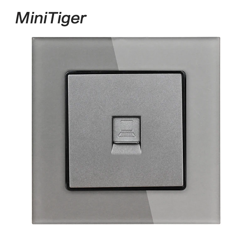 Minitiger Хрустальная стеклянная панель 1 банда RJ45 Интернет Джек CAT6 разъем компьютерная розетка настенный сокет данных