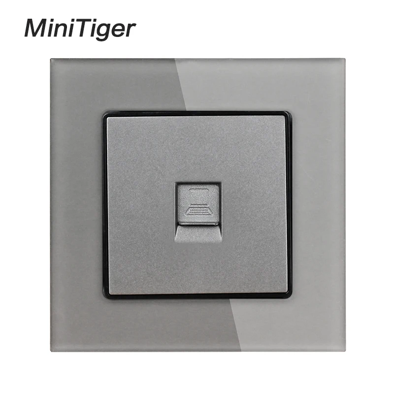 

Minitiger Crystal Glass Panel 1 Gang RJ45 Internet Jack CAT6 Connector Computer Outlet Wall Data Socket