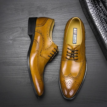

new arrival men luxury fashion wedding nightclub dresses carving brogue cow leather shoes gentleman bullock shoe sapatos hombre