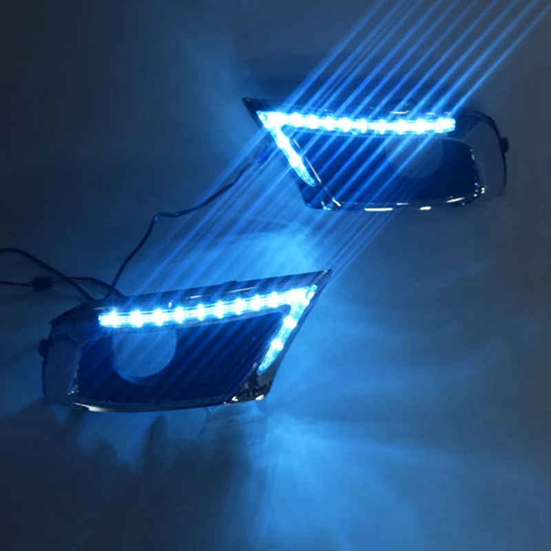Автомобильный мигающий 1 пара светодиодный DRL дневные ходовые огни для Toyota Camry 2009 2010 2011 противотуманный светильник с желтым указателем поворота