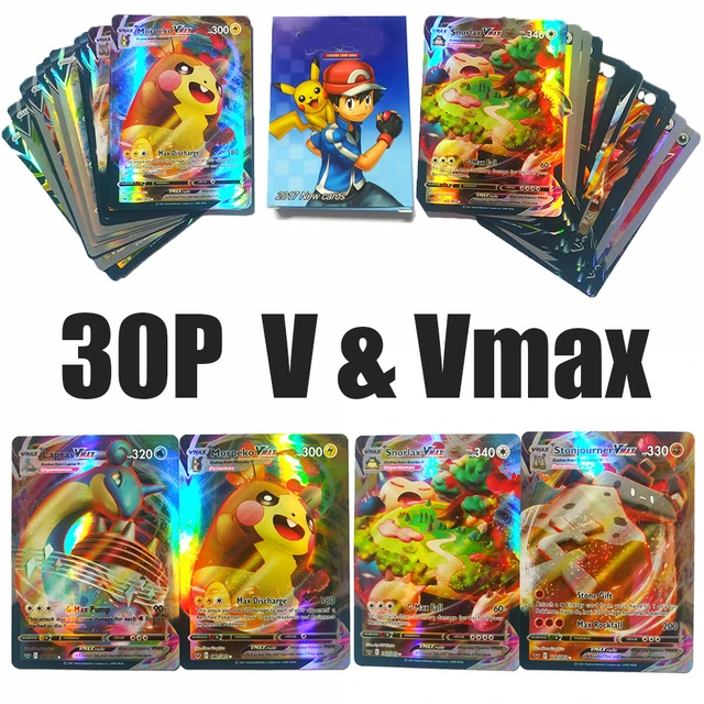 30PCS Pokemon V VMAX Shining Cards English TAKARA TOMY Trading Battle Game Card Collection Booster