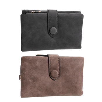 

Wallet 2 Pcs Wallet for Women Trifold Small Female Purse Scrub Leather Women Wallet Short Soild Zipper Coin Purse Card Holders
