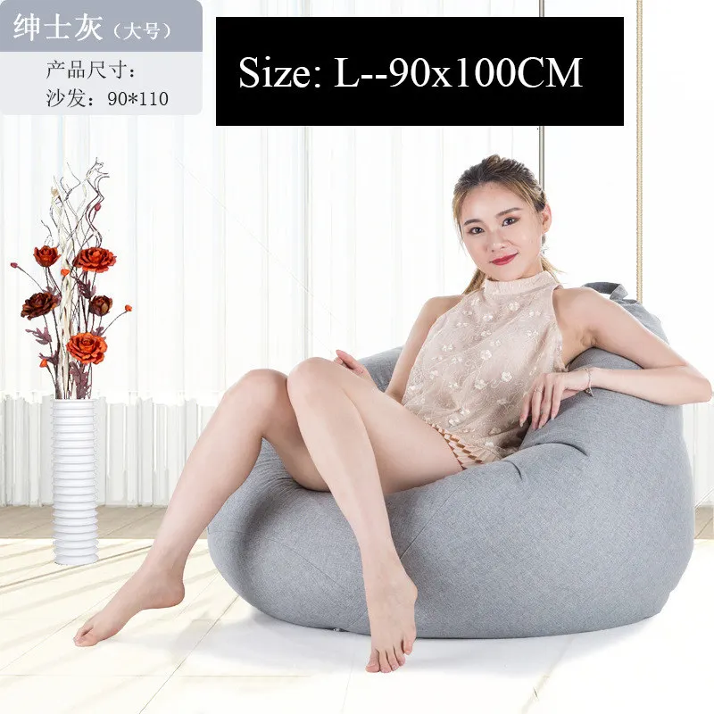 grey1-L Bean сумка чехол для дивана без наполнителя стул диван для отдыха сиденье мебель для гостиной Beanbag диван-кровать пуф ленивый диван татами - Цвет: grey1-L