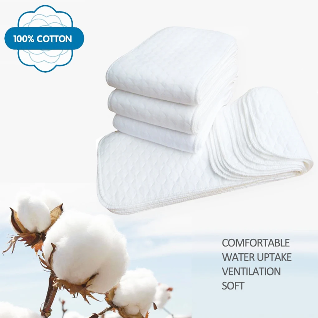 Reusable Baby Inserts Diapers Eco-Friendly Babies Care 10pcs 3-Layer 1piece 100%Cotton