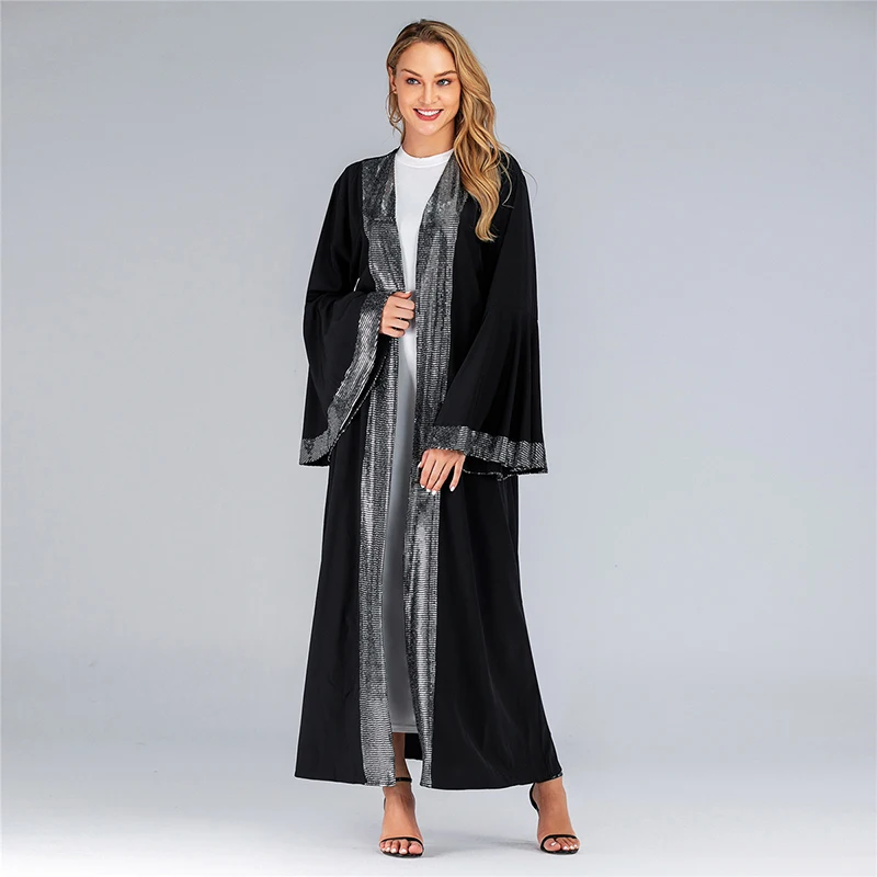 Женское кимоно abaya с блестками, мусульманское платье, одежда для женщин, турецкий хиджаб, платья Caftan, марокканский Восточный халат с поясом из г. Дубай, Djelaba Femme