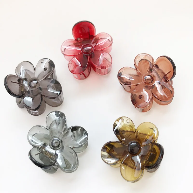 2 Pieces Flower Crab For Hair Girl Bang Hairgrips Geometric Acrylic Plastic Hair Claw Clips Hairgrips Korean Hair Accessories 40 60cm removable acrylic bags resin chain straps for handbags diy replacement women bag handle plastic straps bag accessories