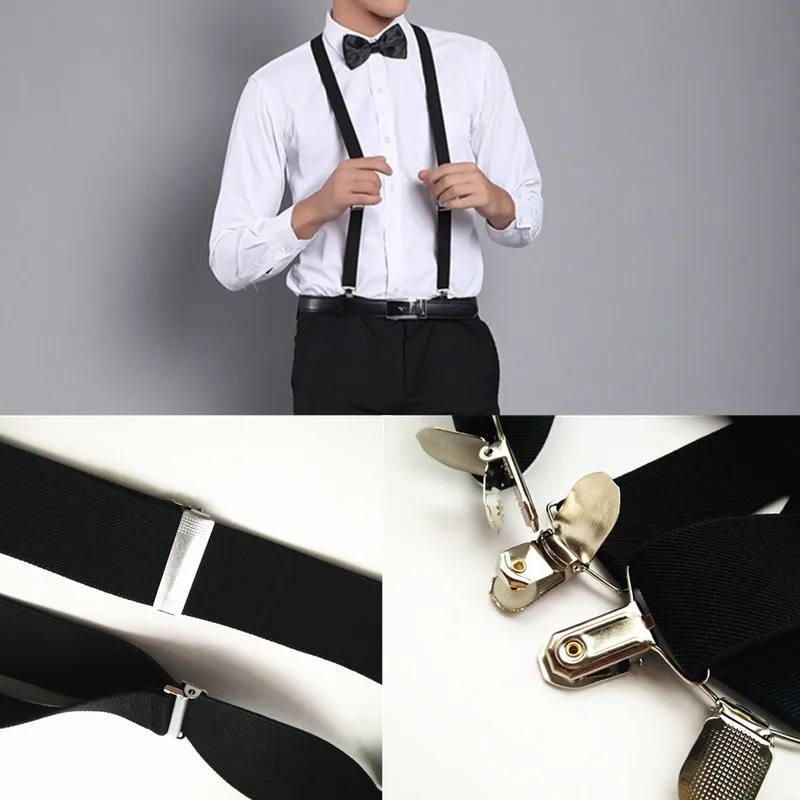 Unisex Clip-on Braces Elastic Suspender Y back Suspenders 