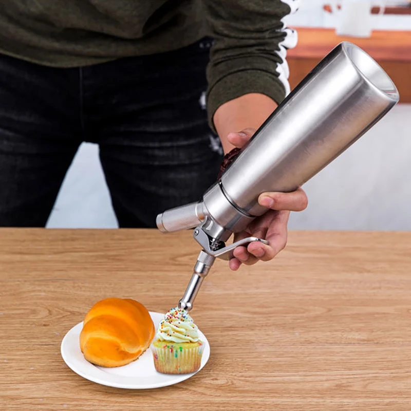  Stainless Steel Whipped Cream Dispenser Bundle with Three Nozzles Kitchen Cream Dispenser Dessert T - 4000618527899