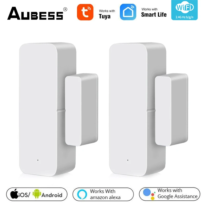 Aubess Tuya Smart WiFi Zigbee Door Sensor Alarm Window Open Closed Detector Smart Life APP Alert System For Alexa Google Home 