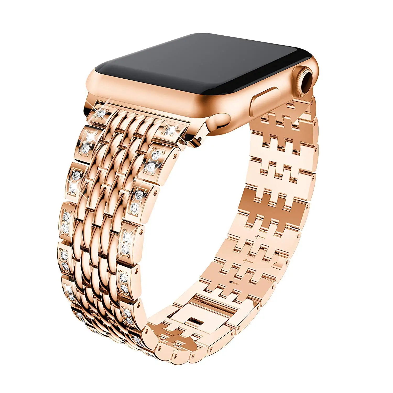 Алмазный браслет для Apple Watch 38, 40 мм, 42 мм, 44 мм, металлический браслет из нержавеющей стали, женский ремешок для iWatch серии 5/4/3/2