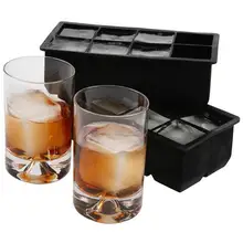 Черные 8 больших кубиков, гигантские большие силиконовые кубики льда, квадратный лоток, форма для самостоятельного изготовления льда, кубики льда, поднос, кухонные инструменты
