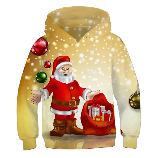Sweater Santa Claus Christmas Children's Hoodie Boys Long-Sleeved Girls 3D Printed Autumn Winter Coat Fashion Festival Clothing TZWY-040457