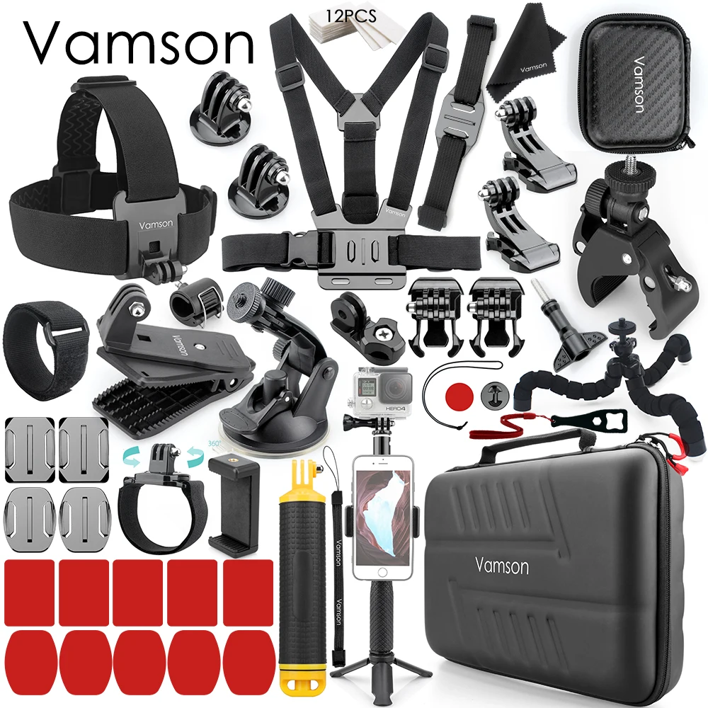 Vamson Accessories for GoPro Hero 9 8 7 6 Chest Strap Motorcycle Clamp Collection Box for Xiaomi Yi 4K for SJCAM for Eken VS153C