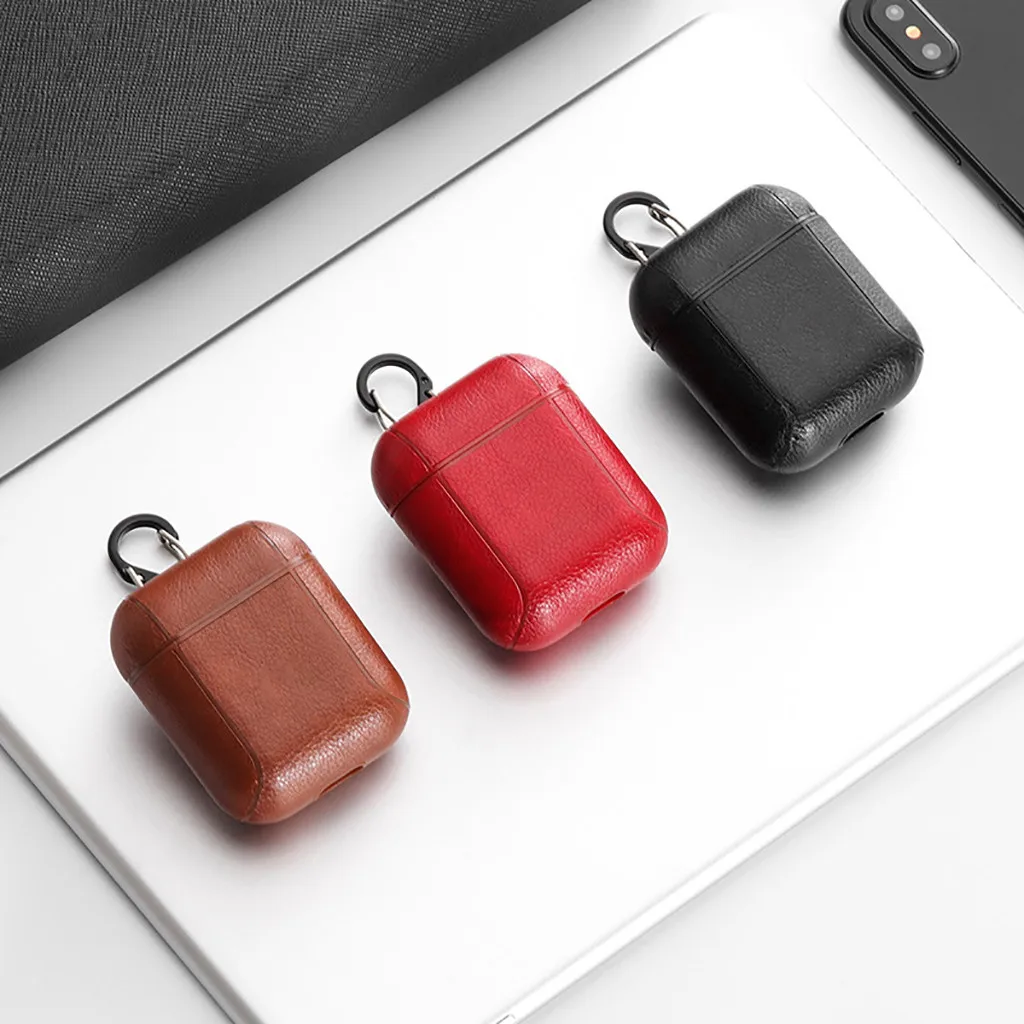 Для AirPods кожаный чехол для зарядного устройства защитный чехол с карабином защита от пыли спортивные наушники сумка для хранения