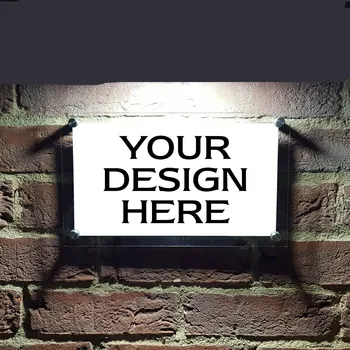 

300x180mm Personalized large size custom House Door Number Wall Light Up Plaque Sign