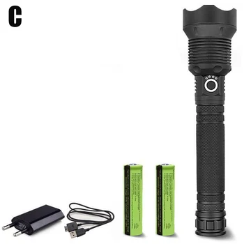 

Newest 120000 LM Powerful LED Flashlight USB Zoom Torch Aluminum Alloy Battery Indicator
