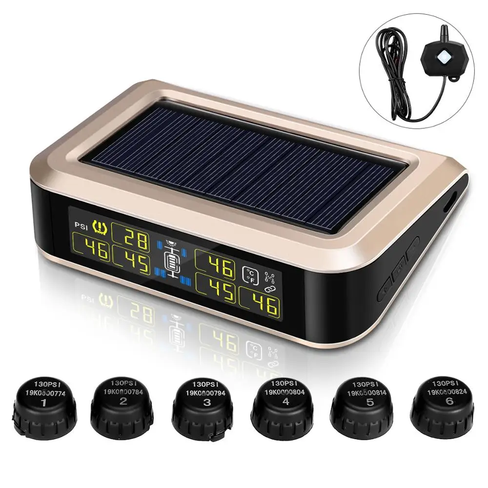

Wireless Solar Power TPMS Tire Pressure Monitoring System With Repeater,Real-time Display 6 Tires Simultaneously,Pressure And Te