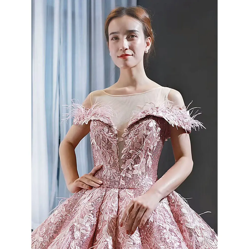 Роскошное дубайское вечернее платье 2019 бальное платье Vestido de noiva кружевная Иллюзия аппликации милые свадебные платья платье невесты YeWen