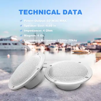 

120 Watts 4'' 2 Way Waterproof Marine Speakers Sound System For Outdoor Car Boat Golf Cart SPA UTV ATV Motorcycle Music Speaker