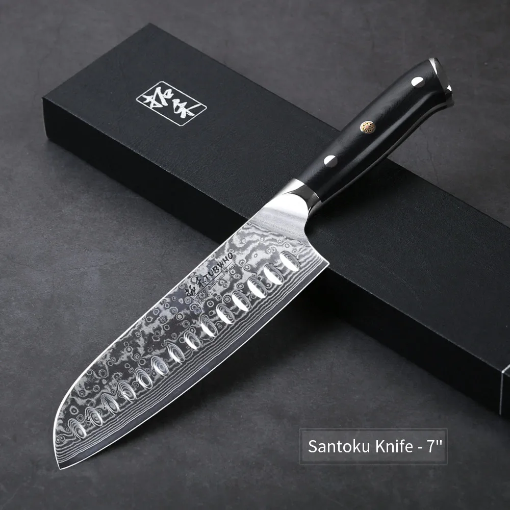 TURWHO " нож Santoku 67 слоев VG10 дамасский нож из нержавеющей стали японский нож шеф-повара кухонные ножи лучшее качество G10 Ручка - Цвет: SK7-F036