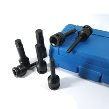 7pcs ударная головка с алмазным напылением для 3/8 дюймовый накопитель Хромомолибденовая Сталь шестигранный ключ разъем метрический шестигранный бит воздействия сплайн гнездо Набор бит