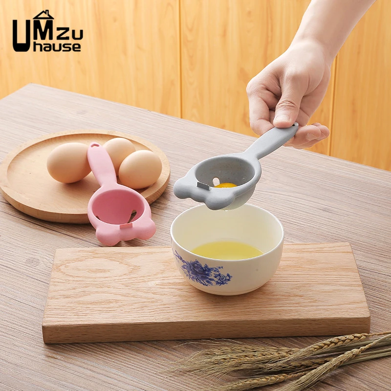 Cute Egg White Yolk Separator Holder Kitchen Cake Tools Clear Liquid Filter Gadget Dinner Cooking Sieve Divider Portable Storage egg beater eggshell separator egg shell opener egg separator egg piercer