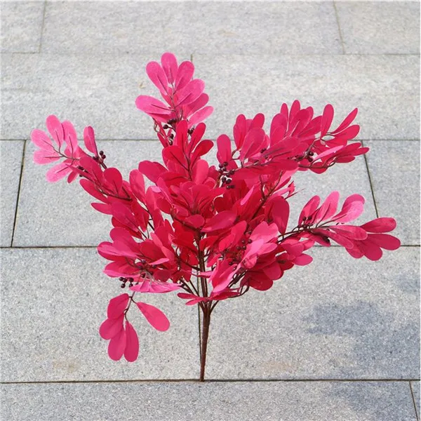 6Pcs Fake Elaborated Leaf Bunch 21.26" Length Simulation Green Jujube Leaves for Wedding Home Decorative Artificial Plants - Цвет: Красный