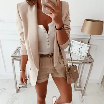 

Womens Coat Fashion Solid Color Long Sleeve Turn-Down Collar Cardigan Coat Office Lady Casual Simple Slim Cardigan Autumn Womens