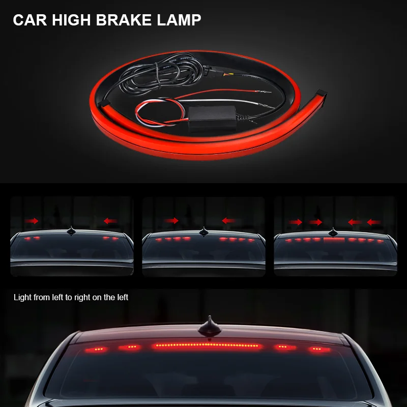 

Multi Mode High Bright Red Flowing Flashing Additional Car Third Brake Light Tail Stop Lamp 12V Car Brake Light Strip Bar
