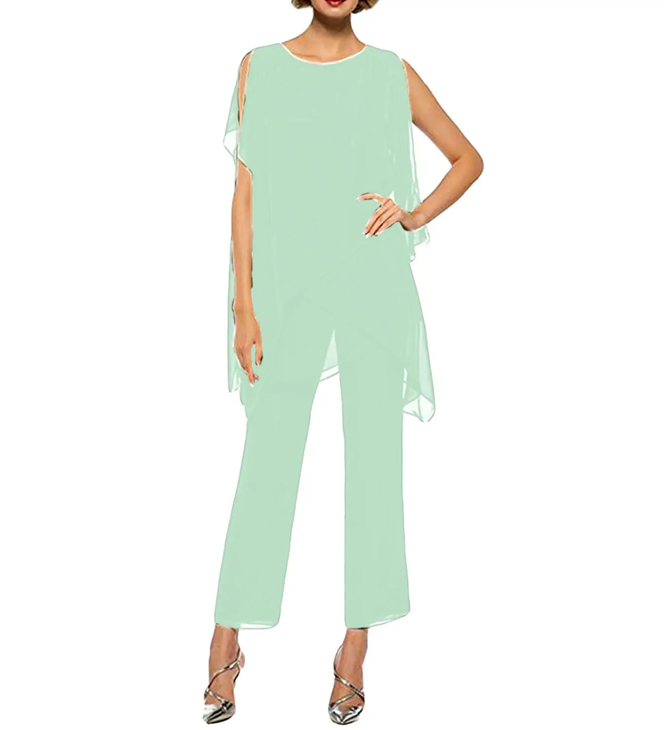 Элегантный комплект из 2 предметов шифоновое платье для матери невесты брюки