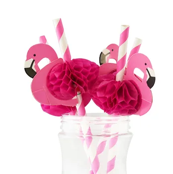 

3D Flamingo Drinking Straws Jungle Paper Straw Summer Pool Party Supplies Wedding Decor Adult Pink Blue Flamingo Straws