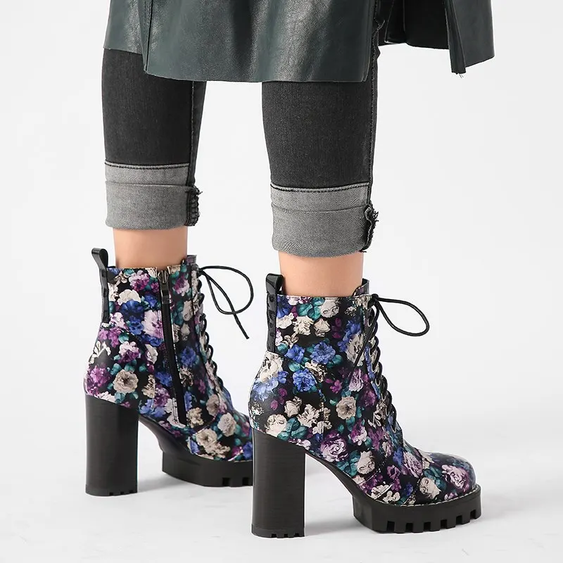 MORAZORA New arrive quality printed women boots winter autumn boots high heel fashion platform ankle boots women shoes